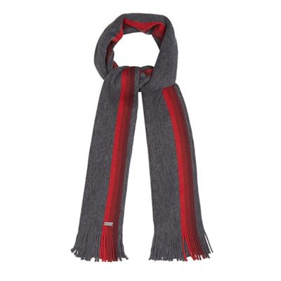 Grey wool striped edge scarf